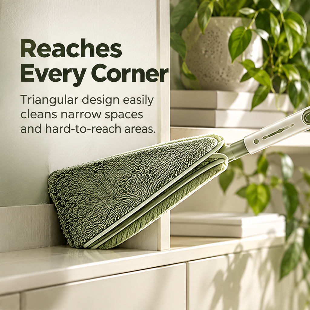NATURA triangular microfiber duster displayed in a living room