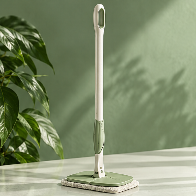 Close-up of the NATURA flat mop head with leaf-vein detailing