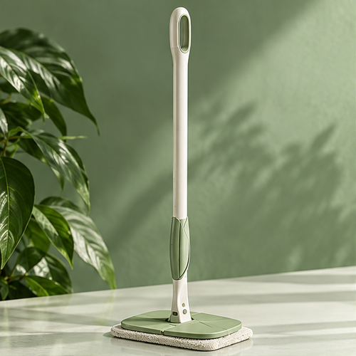 Close-up of the NATURA flat mop head with leaf-vein detailing