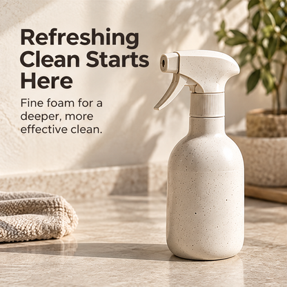 STONE speckled cream sprayer displayed with household cleaning accessories