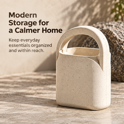 STONE empty storage caddy showing its rounded body and integrated arch handle