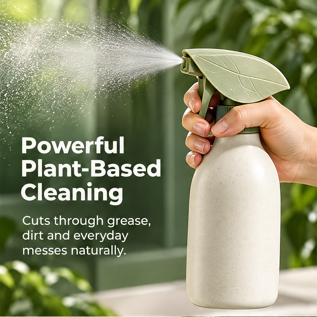NATURA plant-based cleaning spray displayed on a kitchen counter