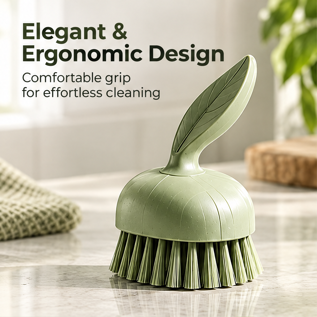 NATURA scrubber showing its sculpted leaf-vein handle