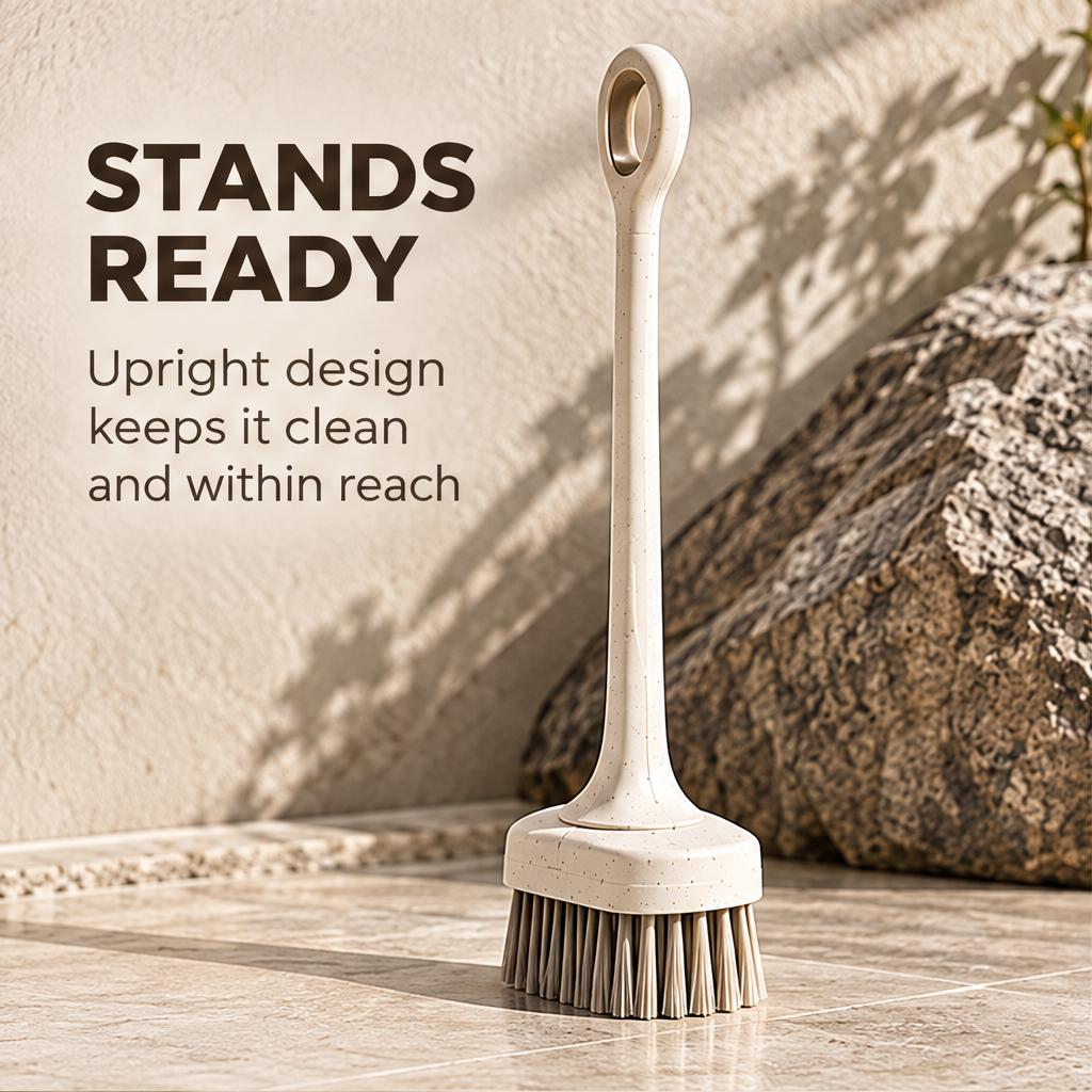 Close-up of the STONE brush's oval handle opening with warm metallic-tone detail