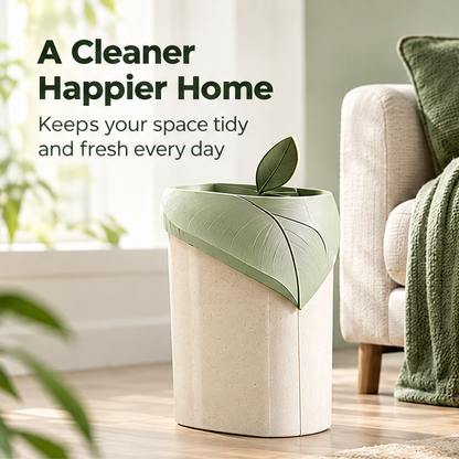 NATURA leaf-detailed wastebasket displayed beside a sofa