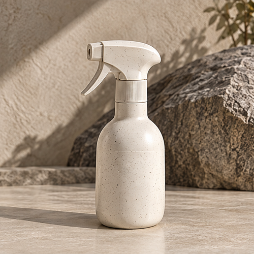 Hand operating the STONE sprayer with foam collecting on a surface