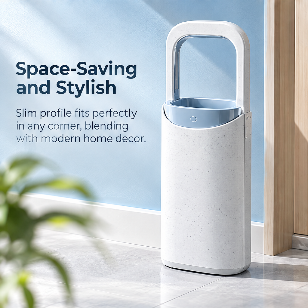 LUMINOUS umbrella stand with its inner structure lifted out for cleaning