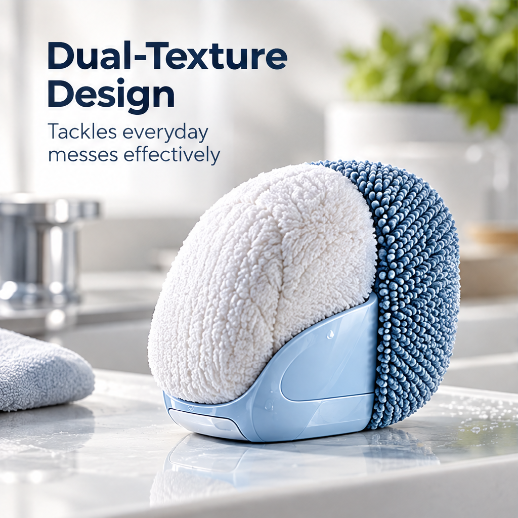Side view of the LUMINOUS white and blue cleaning textures