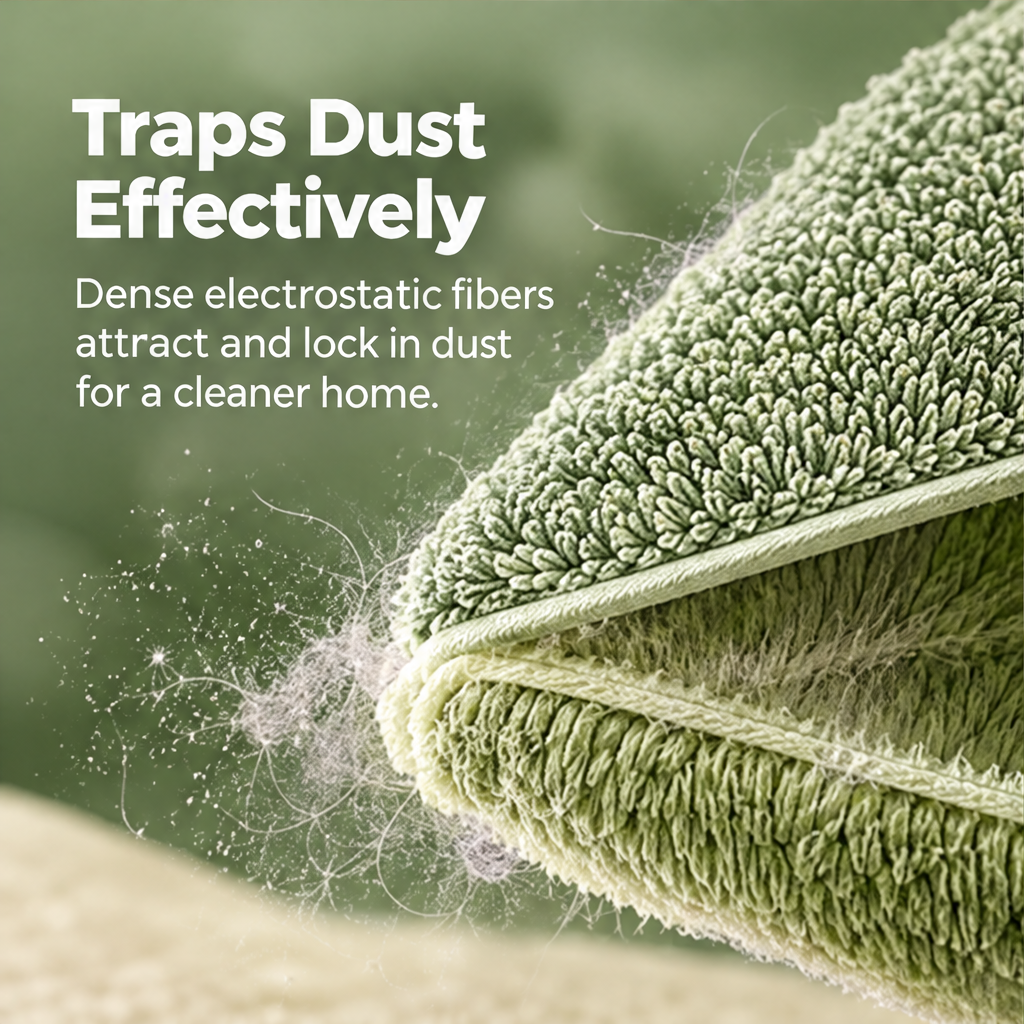 NATURA triangular green microfiber duster against a green background without text