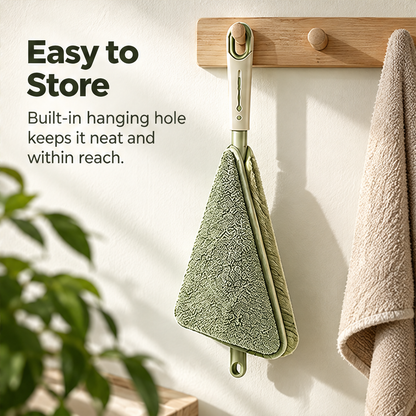 NATURA duster hanging from a wooden wall hook