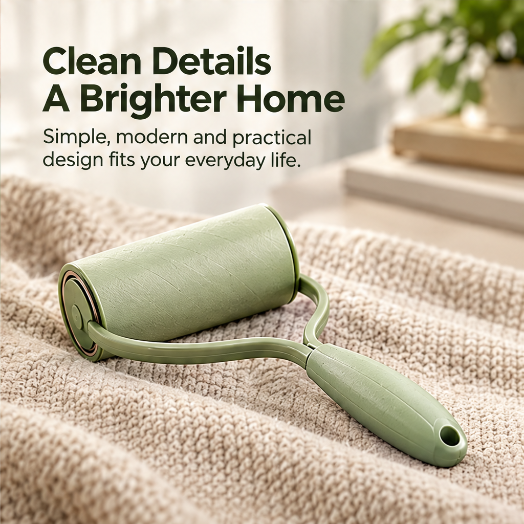 NATURA lint roller showing its leaf-detailed handle and hanging opening
